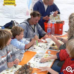 Besonders beliebt ist auch der Workshop "Strandfunde und Bernsteinschleifen", bei dem am Ende ein eigener Bernstein als Kettenanhänger geschliffen wird. 